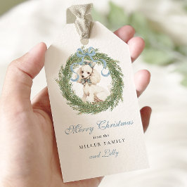 Waterverf Crest Schattige Pet Christmas Cadeaulabel