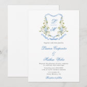 Waterverf Crest Wedding uitnodiging (Voorkant / Achterkant)