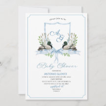 Waterverf Crests Blue Duck Mallard Baby shower
