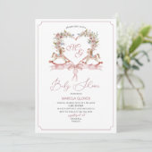 Waterverf Crests Roze bloemetjes Rocking Horse Bab Kaart (Staand voorkant)