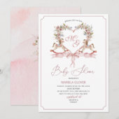 Waterverf Crests Roze bloemetjes Rocking Horse Bab Kaart (Voorkant / Achterkant)