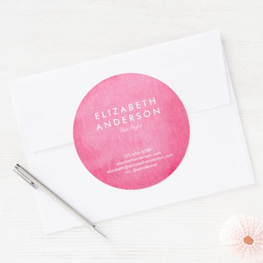 Waterverf crimson Classic Round Sticker (Envelop)