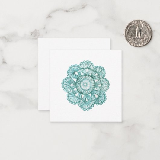 Waterverf Crochet Doily Notecards Notitiekaartje (Voorkant / Achterkant in situ)