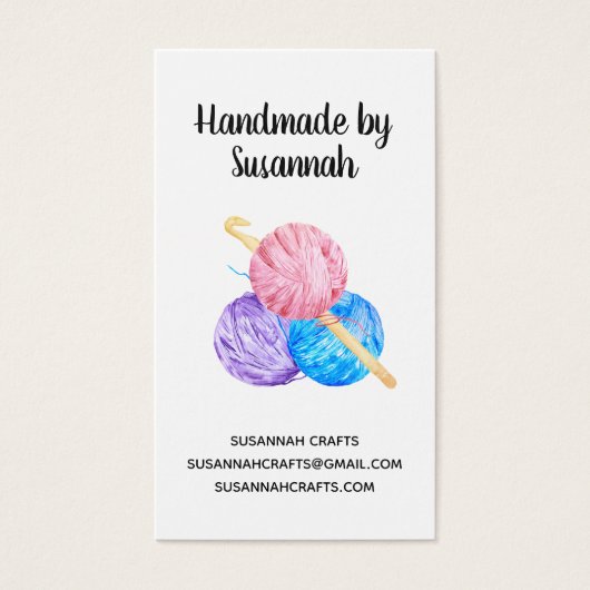 Waterverf Crochet en Yarn Handmade Craft Visitekaartje (Voorkant)