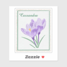  Waterverf Crocus Botanische Postzegel Sticker