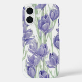 Waterverf Crocus Flowers Telefoonhoesje iPhone 16 Hoesje