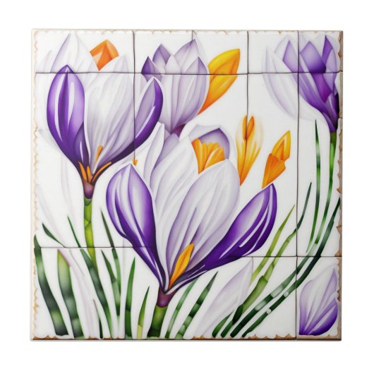 waterverf Crocus Nouveau Tegeltje (Voorkant)