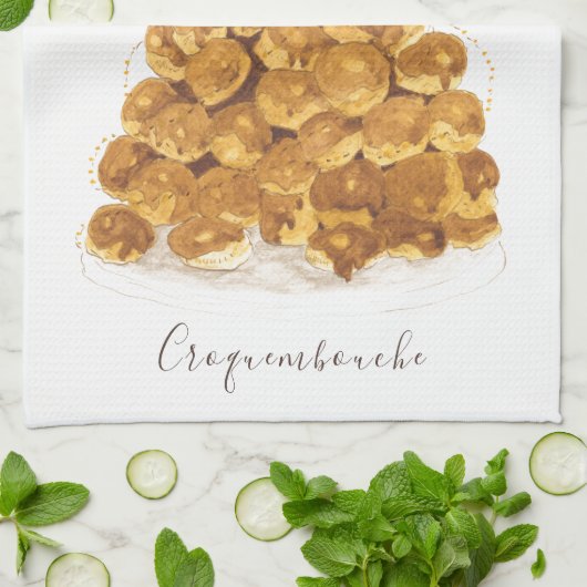 Waterverf Croquembouche Theedoek (Gevouwen)