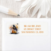 Waterverf Crow Halloween - Gepersonaliseerd Etiket (Insitu)