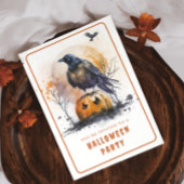 Waterverf Crow Halloween Invitation Kaart