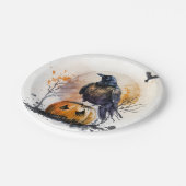 Waterverf Crow Halloween Papieren Bordje (Gekanteld)