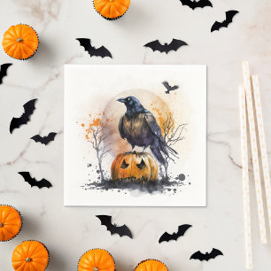 Waterverf Crow Halloween Servet
