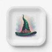 Waterverf Crown Green Witch Pet Verjaardag Papieren Bordje (Voorkant)
