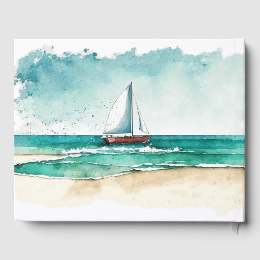 Waterverf cruise bruiloft modern eenvoudig gastenboek (Achterkant)