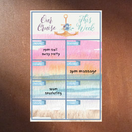 Waterverf Cruise Week Planner in Stateroom Magnetisch Uitwisbaar Vel
