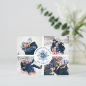 Waterverf Crystal Blue Snowflake 4 Fotocollage Feestdagenkaart (Staand voorkant)