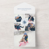 Waterverf Crystal Blue Snowflake Multiphoto All In One Uitnodiging (Binnen)