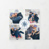 Waterverf Crystal Blue Snowflake Multiphoto Drieluik Wenskaart (Cover)