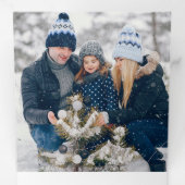 Waterverf Crystal Blue Snowflake Multiphoto Drieluik Wenskaart (Binnenzijde eerst)