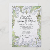 Waterverf Crystal en Fern Wedding-uitnodiging Kaart (Voorkant / Achterkant)