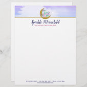 Waterverf Crystals & Gold Crescent Moon Boutique Briefhoofd (Voorkant / Achterkant)