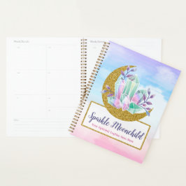 Waterverf Crystals & Gold Crescent Moon Boutique Planner