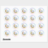 Waterverf Crystals & Gold Crescent Moon Boutique Ronde Sticker (Vel)