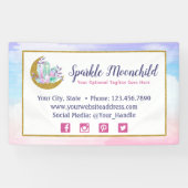 Waterverf Crystals & Gold Crescent Moon Boutique Spandoek (Horizontaal)