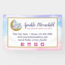 Waterverf Crystals & Gold Crescent Moon Boutique Spandoek