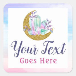 Waterverf Crystals & Gold Crescent Moon Boutique Vierkante Sticker