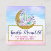 Waterverf Crystals & Gold Crescent Moon Boutique Vierkante Visitekaartje (Voorkant)