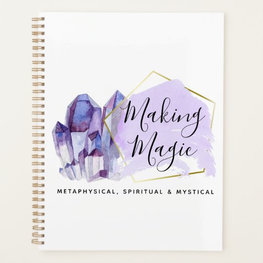 Waterverf Crystals & Gold Geometric Boho Logo Planner (Voorkant)