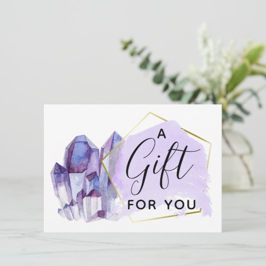 Waterverf Crystals & Gold Gift Certificate Kaart (Staand voorkant)