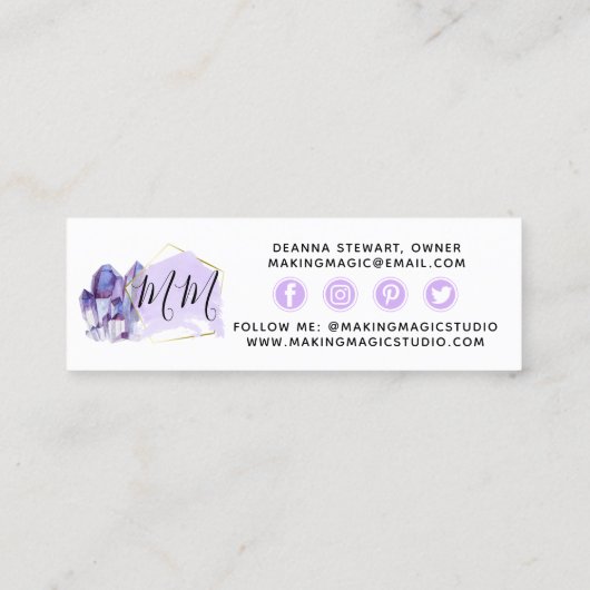 Waterverf Crystals & Gold-minimalistische sociale  Mini Visitekaartje (Achterkant)