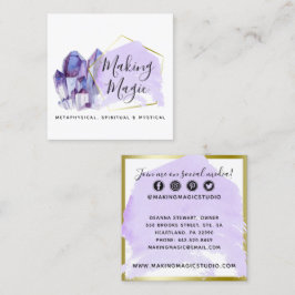 Waterverf Crystals & Gold-minimalistische sociale Vierkante Visitekaartje