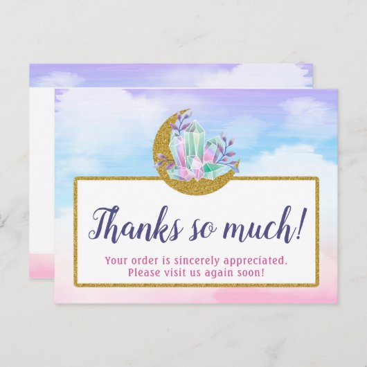 Waterverf Crystals & Gold Moon - Hartelijk dank Briefkaart (Voorkant / Achterkant)