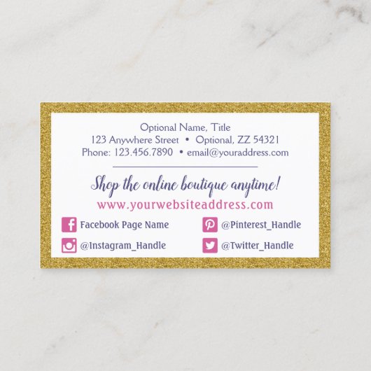 Waterverf Crystals & Gold Moon Social Network Visitekaartje (Achterkant)