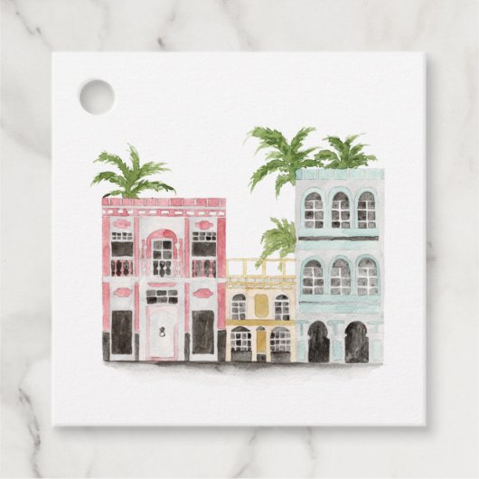 Waterverf Cuba bestemming Bedankjes Labels (Voorkant)