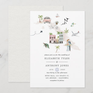 Waterverf Cuba Destination Wedding Kaart