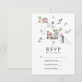 Waterverf Cuba Destination Wedding RSVP Kaartje (Voorkant / Achterkant)