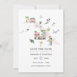 Waterverf Cuba Destination Wedding Save The Date