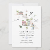 Waterverf Cuba Destination Wedding Save The Date (Voorkant)