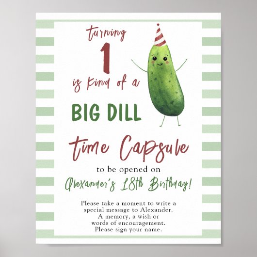 Waterverf Cucumber Time Capsule 1e verjaardag Poster (Voorkant)