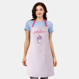 Waterverf cupcake baker Elegant script Name Schort