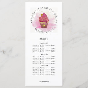 Waterverf Cupcake Bakery Pastry Chef Menu