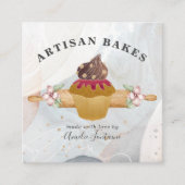 Waterverf Cupcake Bakery Pastry Chef Vierkante Visitekaartje (Voorkant)