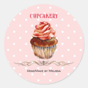 Waterverf Cupcake Bakkerij Product Sticker
