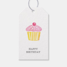 Waterverf Cupcake Birthday Cadeau Gift Label