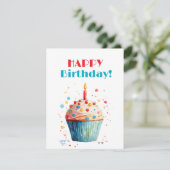 Waterverf Cupcake Gefeliciteerd Feestdagenkaart (Staand voorkant)