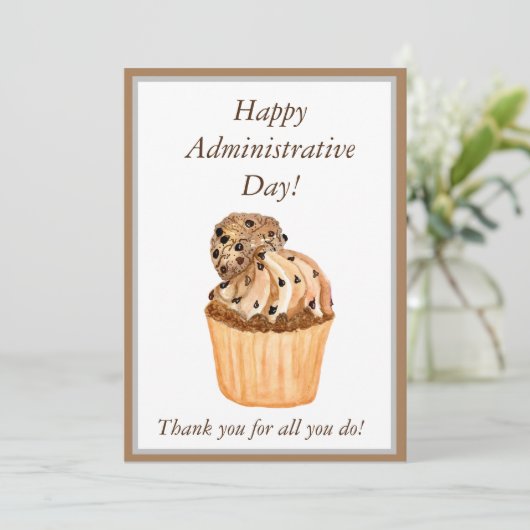 Waterverf Cupcake Happy-dag Bedankkaart (Staand voorkant)